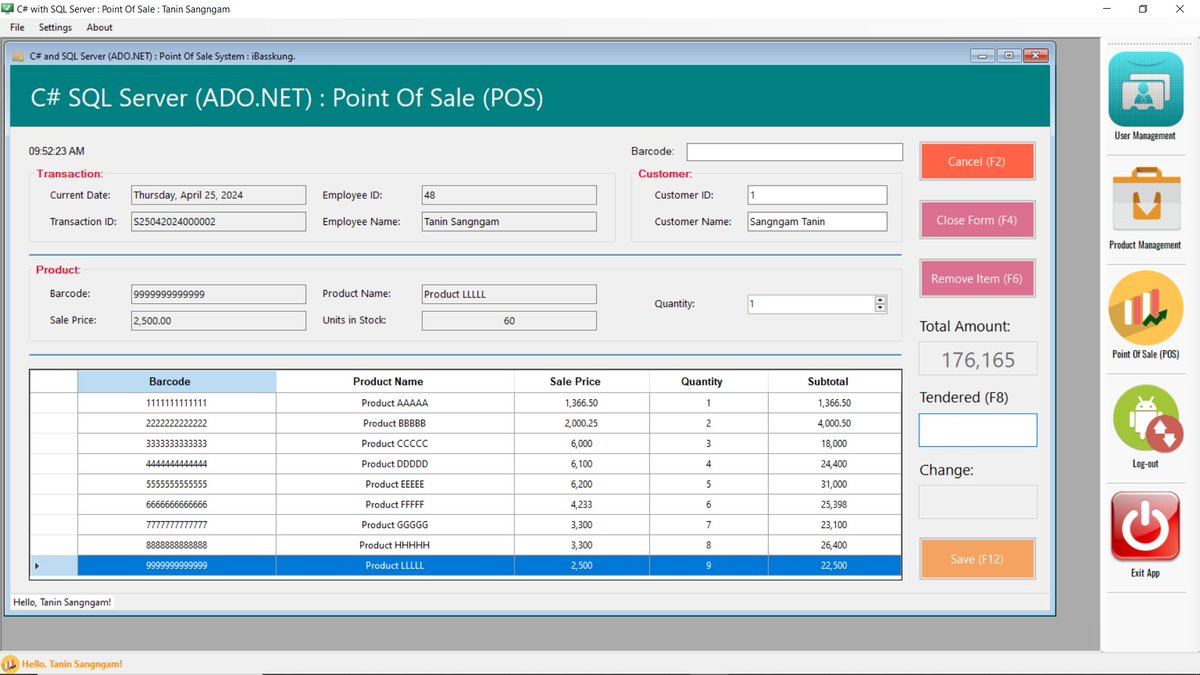 สร้างโปรแกรมขายสินค้าด้วย C# กับ SQL Server (ADO .NET)

IDE: Visual Studio 2019
Database: MS SQL Server

#VisualStudio2019 #SQLServer #DotNet #PointOfSale #POS