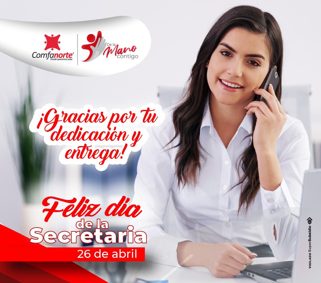 #Efemérides 👩🏻‍💼💻 | Hoy queremos felicitar a esas mujeres que cada día se esfuerzan por realizar un trabajo de calidad y profesional en las empresas. 

¡Feliz Dia de la secretaría! 🌹🌸 

 Estamos #DeLaManoContigo 🤝🏻