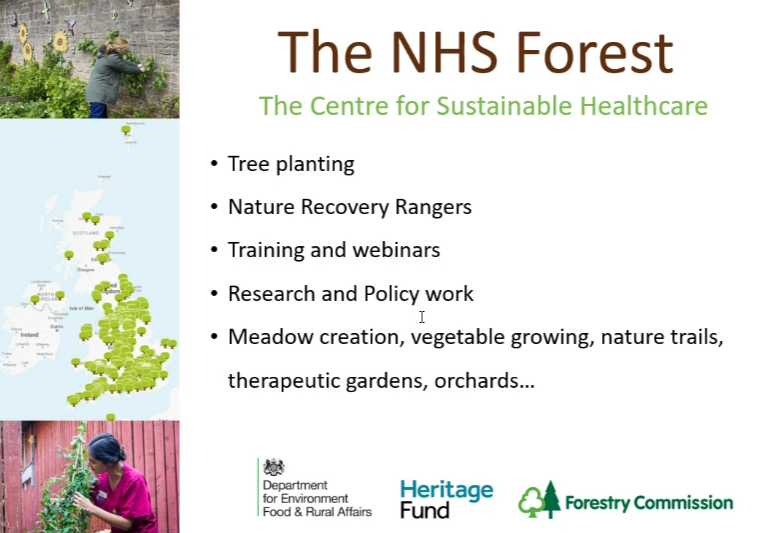 Health benefits of nature are well evidenced, explored in #greenerahp week use of therapeutic gardens, green spaces & NHS Forests for health, thanks Dan @SusHealthcare @ChrisGPackham @GreenerPractice