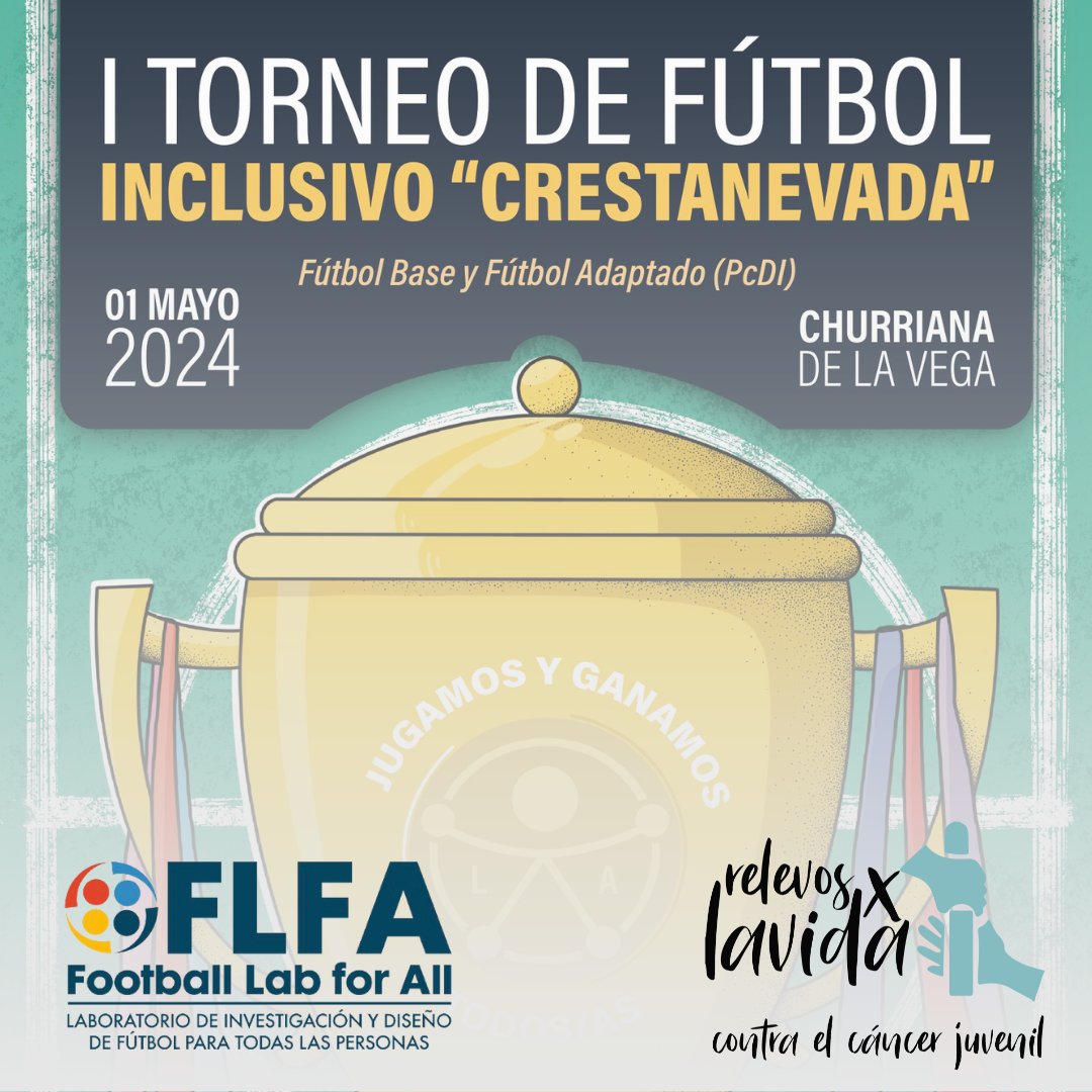 El miércoles 1 de mayo en Churriana de la Vega de 9:30 a 19:30 horas se celebrará este evento que está organizado por el 'Laboratorio de Investigación, Divulgación y Diseño de Fútbol Para Todas Las Personas – FootballLab for all (FLFA ', La Ciudad Accesible y otras asociaciones