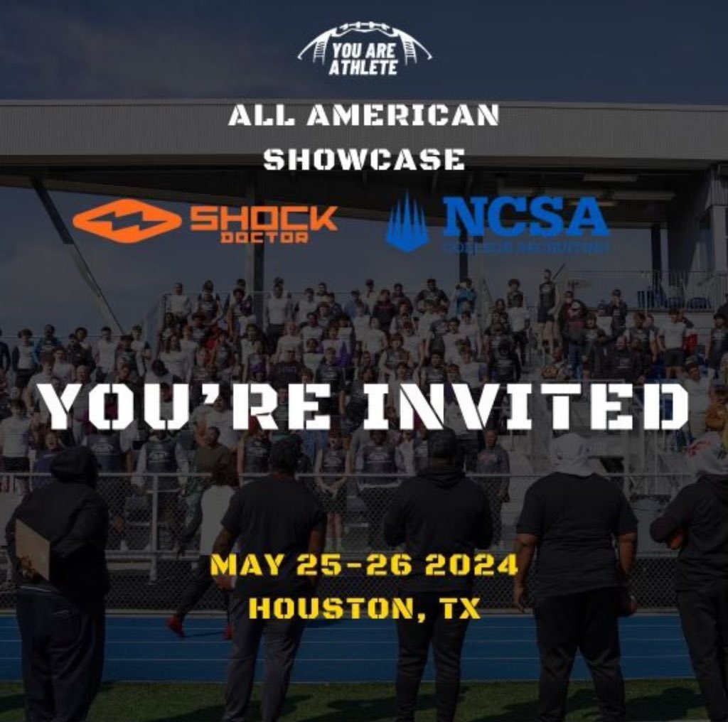 Thankful to be invited to the @youareathlete All American showcase here in Houston. @JHSWarriors_FB Let’s work💪!!