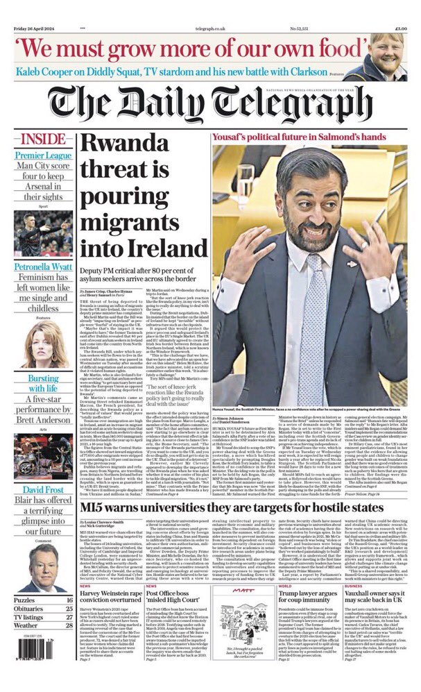 Daily Telegraph is an English far right rag [think Breitbart, but less tolerant]. They actually print 5G & Great Replacement false conspiracies as ‘news’!

They really hate refugees*. So if Torygraph readers think they’re here, they won’t come over! Win, win!