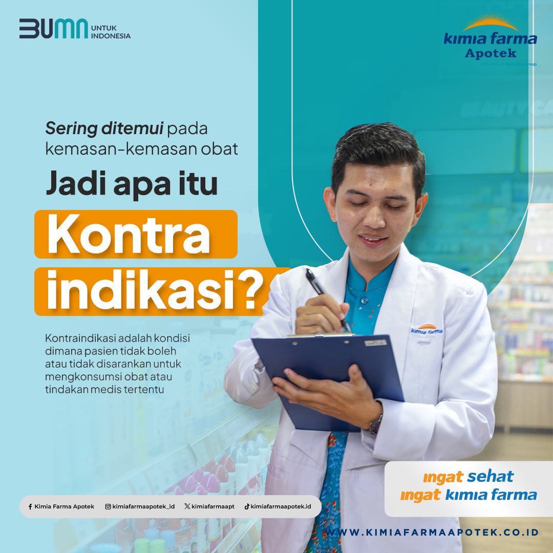 Kimiafarmaapt's tweet photo. Ternyataa, tidak semua orang boleh minum obat sembarangan karena bisa jadi ada kontraindikasi lho!

Sobat kaef baru denger istilah kontraindikasi? Yuk cari tahu apa itu kontraindikasi! https://t.co/Rl6FadH6UW