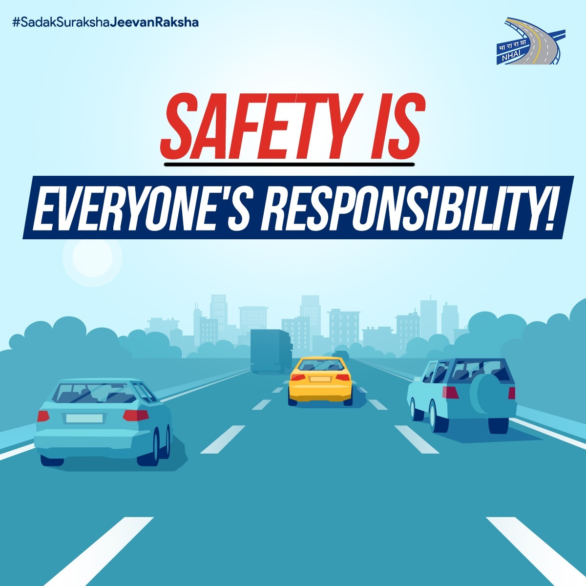 #RoadSafety isn't just a duty—it's a shared responsibility! Obey traffic rules, stay alert, and be courteous to fellow road users. #NHAI #BuildingANation #SadakSurakshaJeevanRaksha