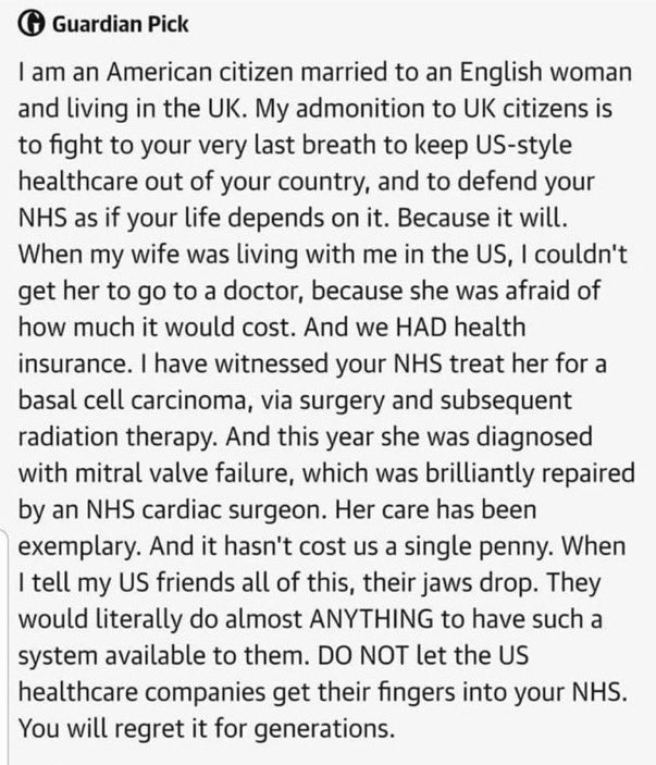 @i_iratus Daughter in New York had to pay hefty bill as her medical insurance didn’t cover her. That’s US Healthcare ~ even if you get insurance, it is no guarantee of treatment.