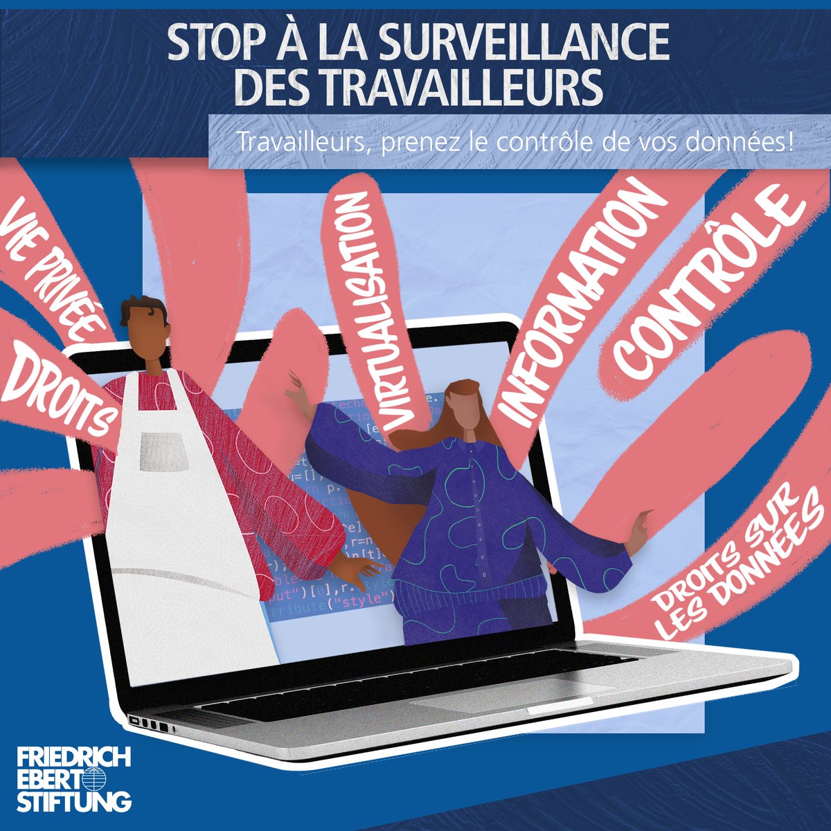 Ensemble, mettons fin à la #surveillancenumérique sur le lieu de travail ! Il est temps que les #travailleurs reprennent le contrôle de leurs propres données ! Luttons pour les #DroitsNumériques et pour un avenir où chaque travailleur a l'autonomie et la dignité qu'il mérite.✊
