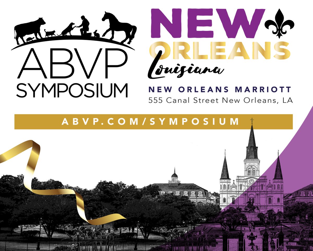 We welcome attendees of the American Board of Veterinary Practitioners (ABVP) Symposium 2024 to New Orleans this weekend. Drop by our space in the exhibit hall to learn more about LSU Vet Med's growth and impact on the veterinary profession! #LSUVetMed #betteringlives #ABVP