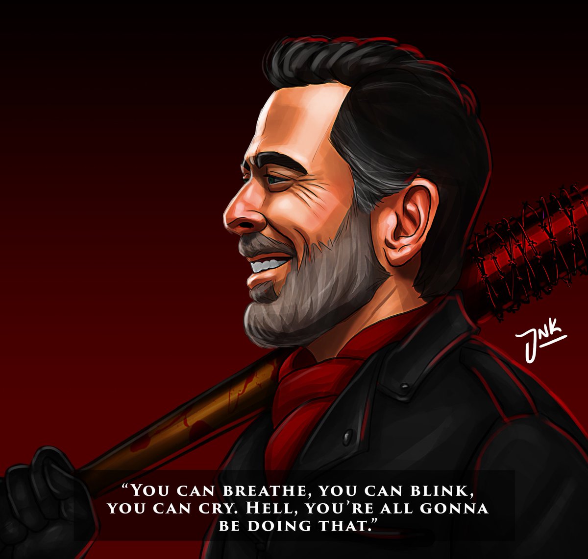 4th entry in my portraits for villains is Negan from the walkingdead. #sympathyforthevillain