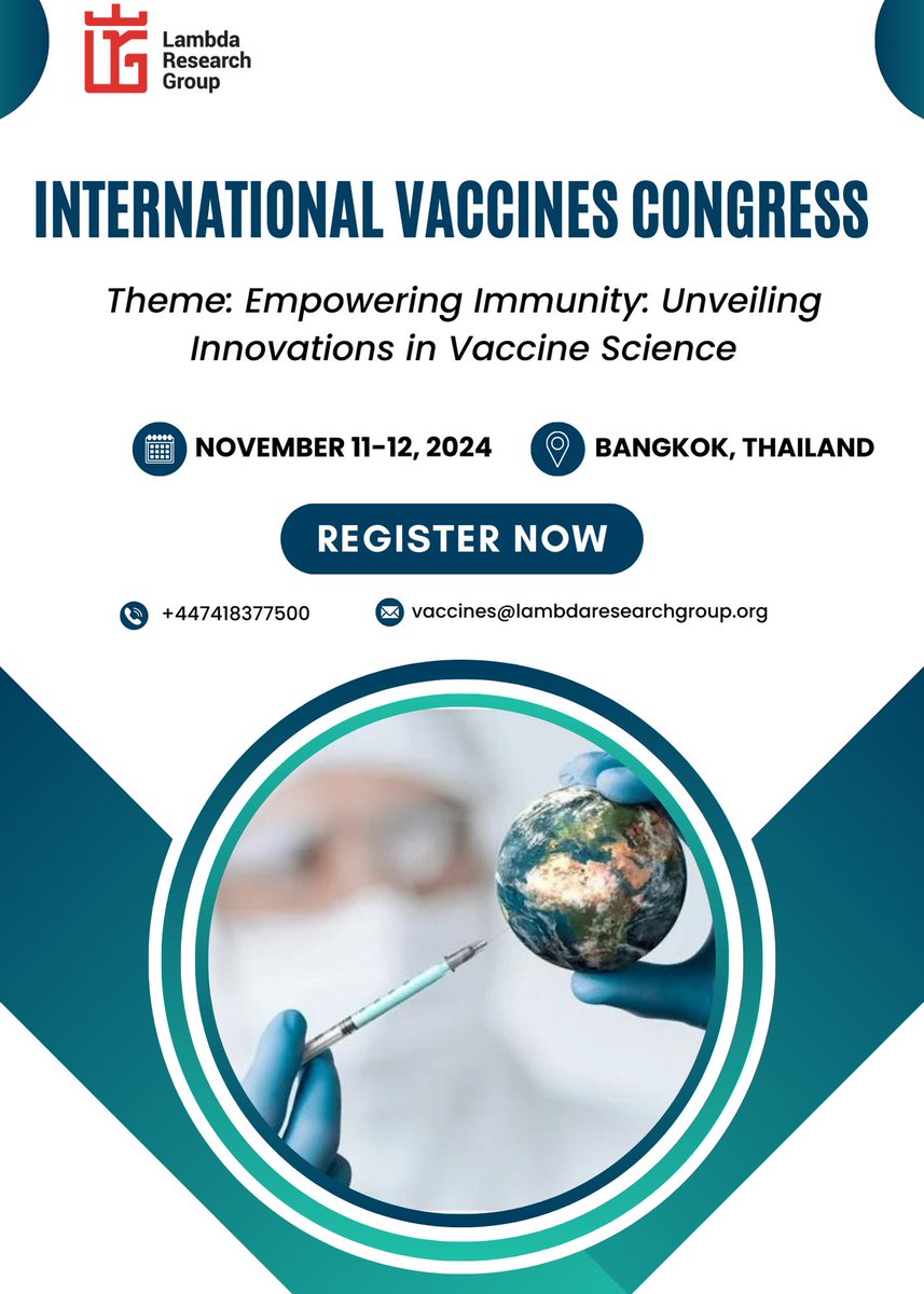 Calling all the professionals! Don't miss the opportunity to be part of the "IVC 2024".

📅 Save the Date: November 11-12, 2024
📍 Location: Bangkok, Thailand

For more details visit: lambdaconferences.com/vaccines/

#hivvaccinesconferences #events2024

<a href="/lambdaresearchg/">Lambda Research Group</a>