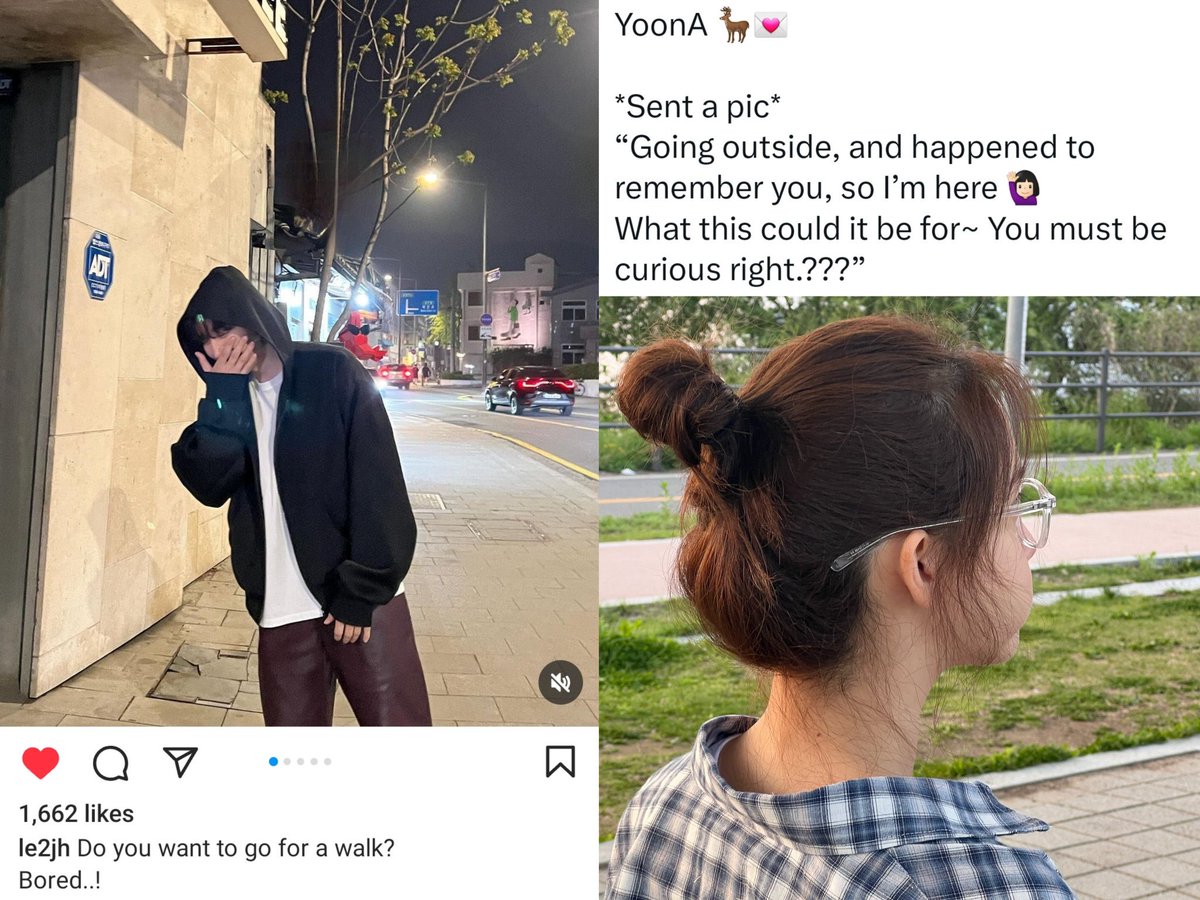 Their posts are talking to each other lol 💛🩷
“He’s bored so he wanted to go for a walk, and she replied she’s going outside “ 🤭🤭
#Junho  #Yoona