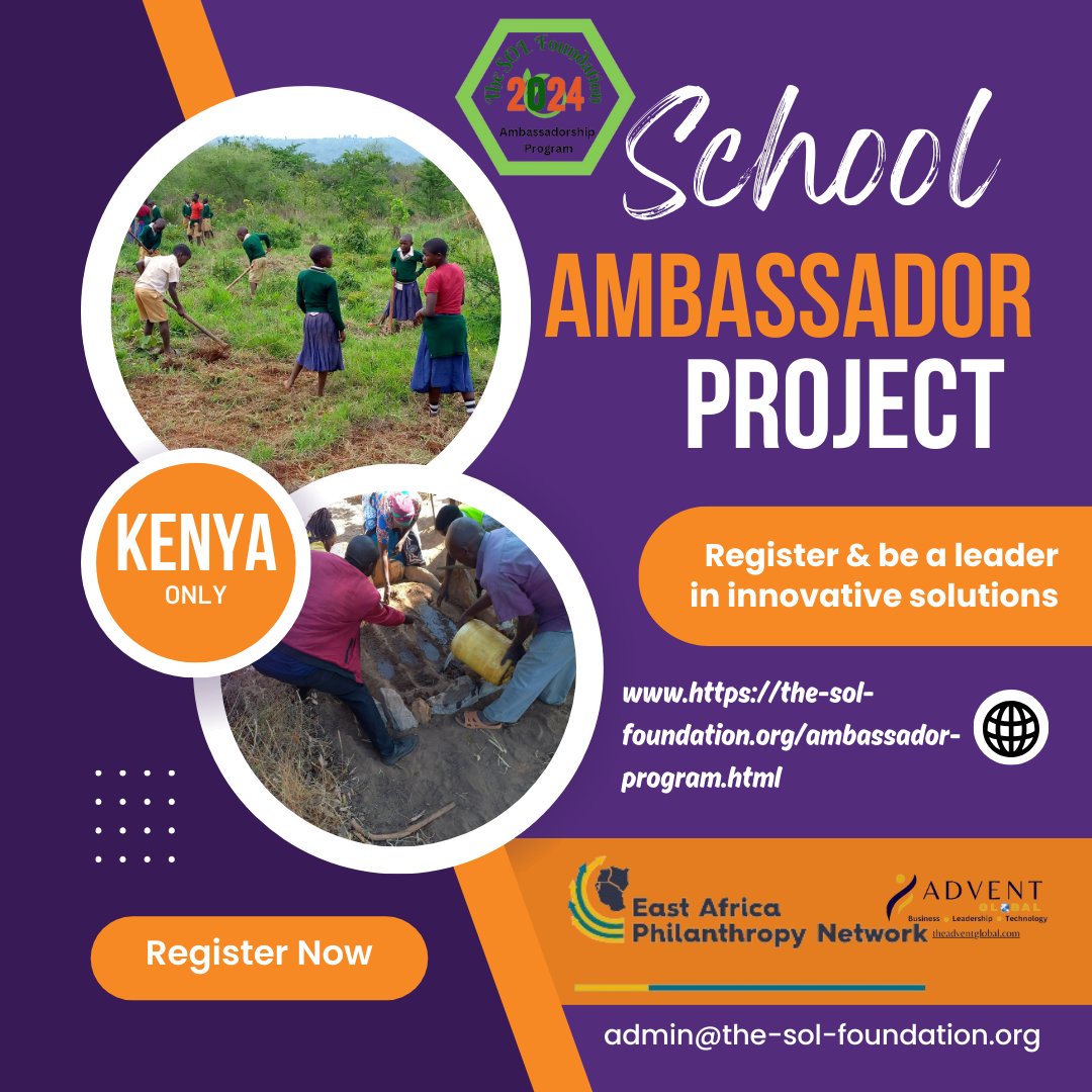 Free entry for 1-12 grade students in Kenya 🇰🇪
Fill in the form & don't miss out the chance to be an ambassador! @thesol_foundation in collaboration with @theadventglobal & @eaphilanthropy

Learn more: the-sol-foundation.org/ambassador-pro…

#thesolfoundation #solinitiatives