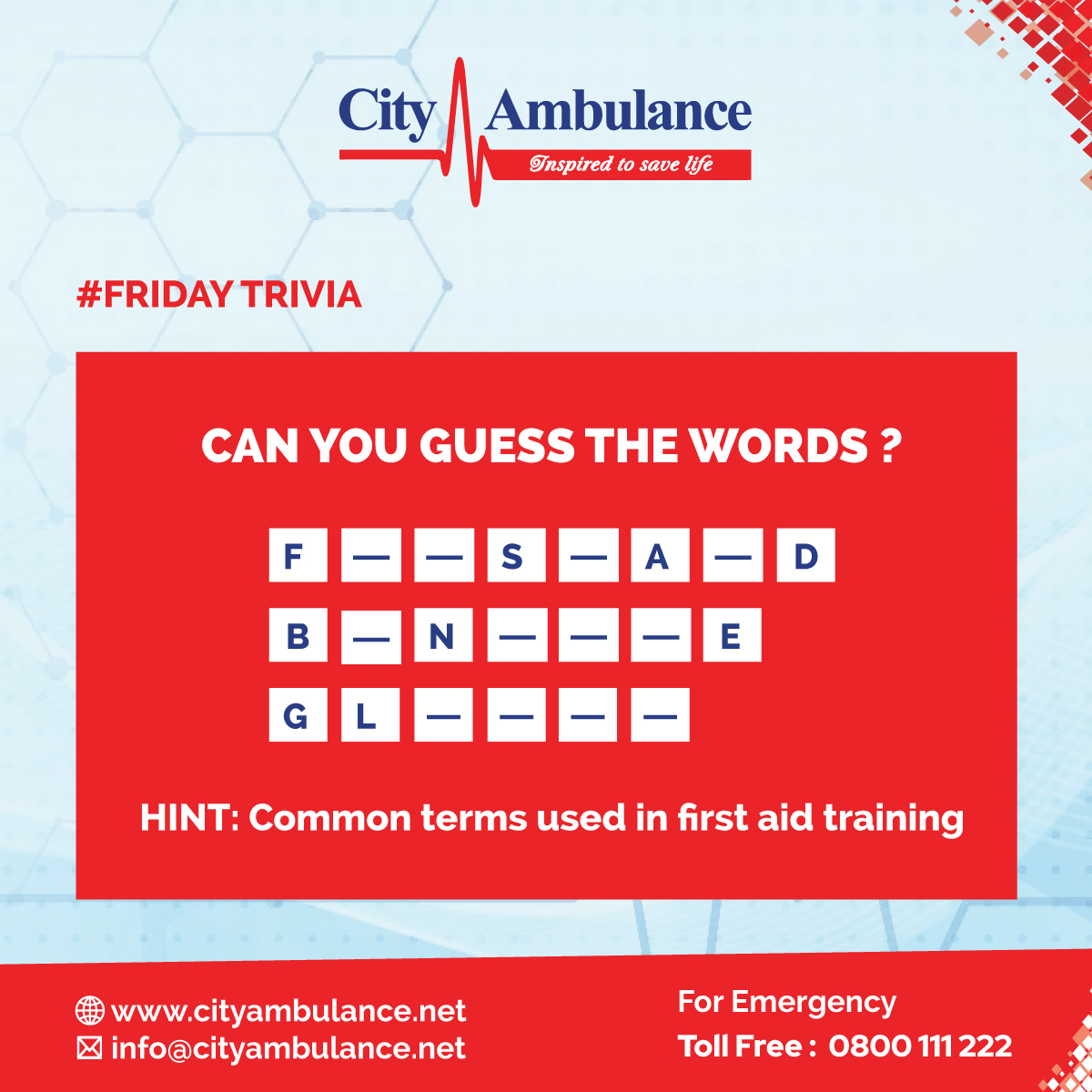 Can you guess the words? Share your answers in the comment section. #fridaytrivia #firstaidtraining