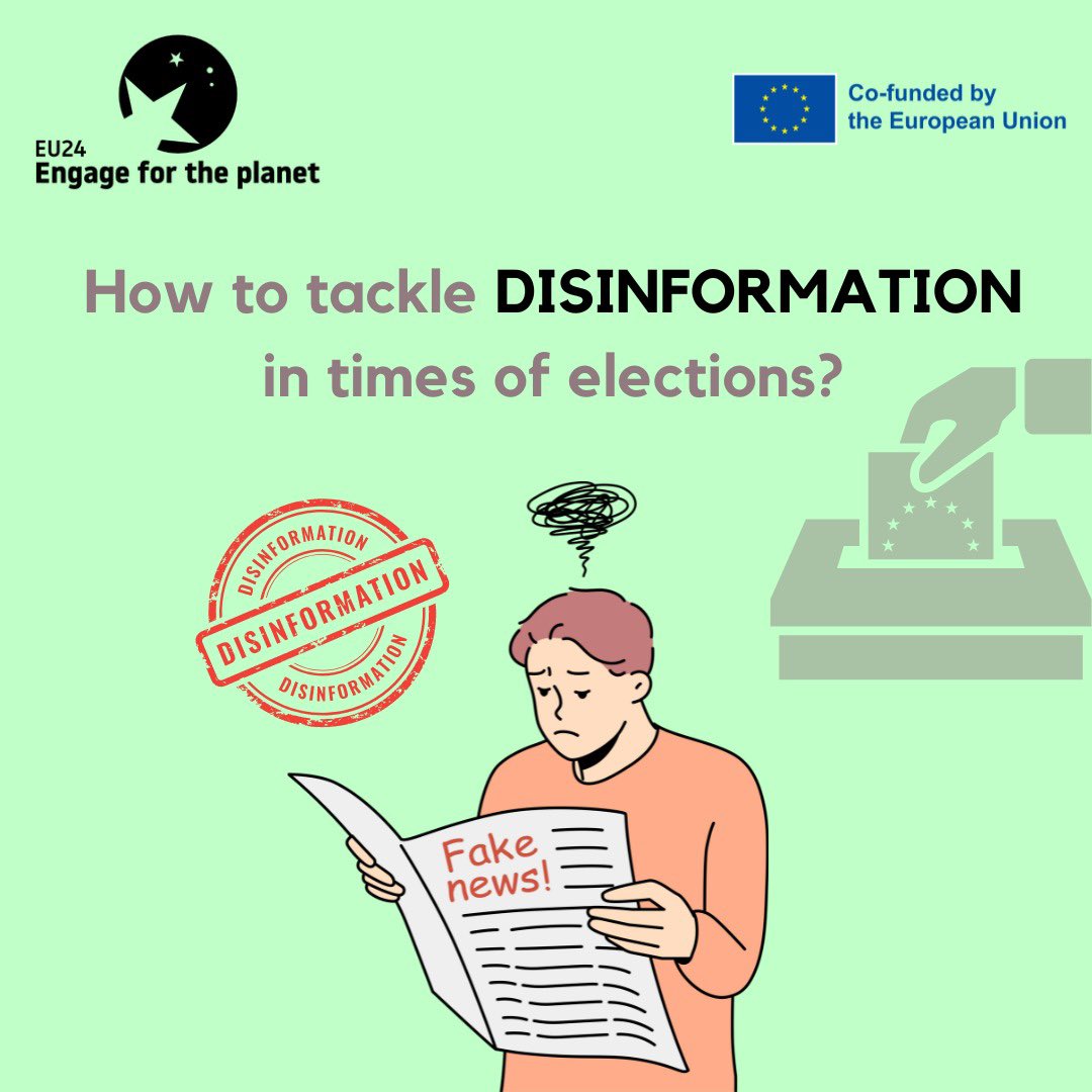 🌟 Let's ensure fair #Europeanelections (June 6th-9th) by teaming up against #disinformation! 

💭Stay #vigilant, #fact-check, and report #suspicious content. Together, we can safeguard #democracy! 🗳️✨ 

Share your thoughts on how we can tackle disinformation together! 👇🏼