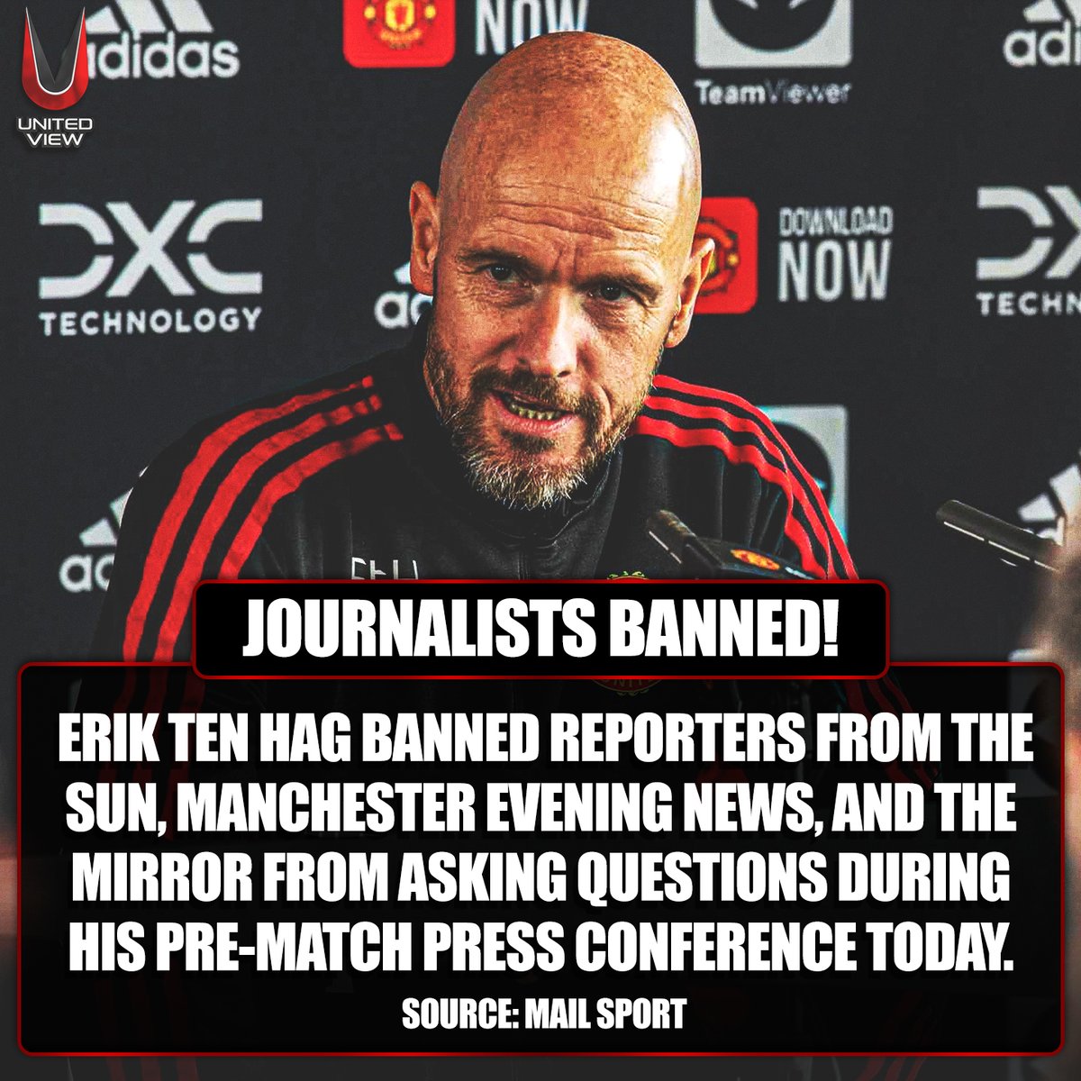 Erik ten Hag reportedly BANNED questions from THREE newspapers in today's pre-match press conference ❌ #MUFC || #MUNBUR