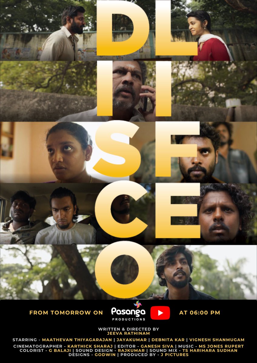 #DiscoLife, our short film.
Releasing tomorrow | 6 PM |@pasangaprods YT Channel

Our whole team is thankful to 
Dir. Pandiraj for his love & support.

@Jeeva_Pictures @KarthickSharaj @thecutsmaker @MSJonesRupert @_gbalaji #Debnitakar @Viji_lela