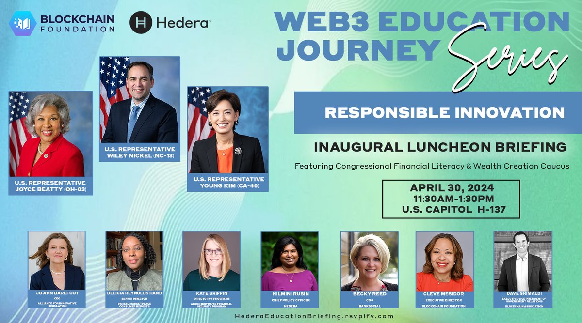 Join Us On Tues, 4/30: Educational Learning Briefing Series Launch 'Education is paramount, especially in the evolving Web3 landscape.' - @nilminirubin | @hedera Chief Policy Officer Press Release: prn.to/3QiPDaB RSVP: hederaeducationbriefing.rsvpify.com #Web3Education