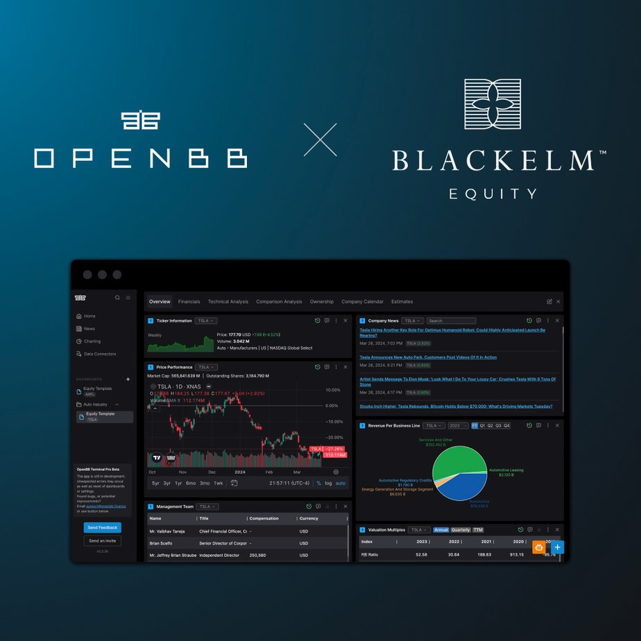 We’re excited to share that we have partnered with Blackelm Equity! 👏🚀 This provides Blackelm’s analysts with OpenBB Terminal Pro, providing them with high-end data, a robust AI, and a suite of products to develop strategies for their new fund -- Blackelm Systematic. 🦋🦋