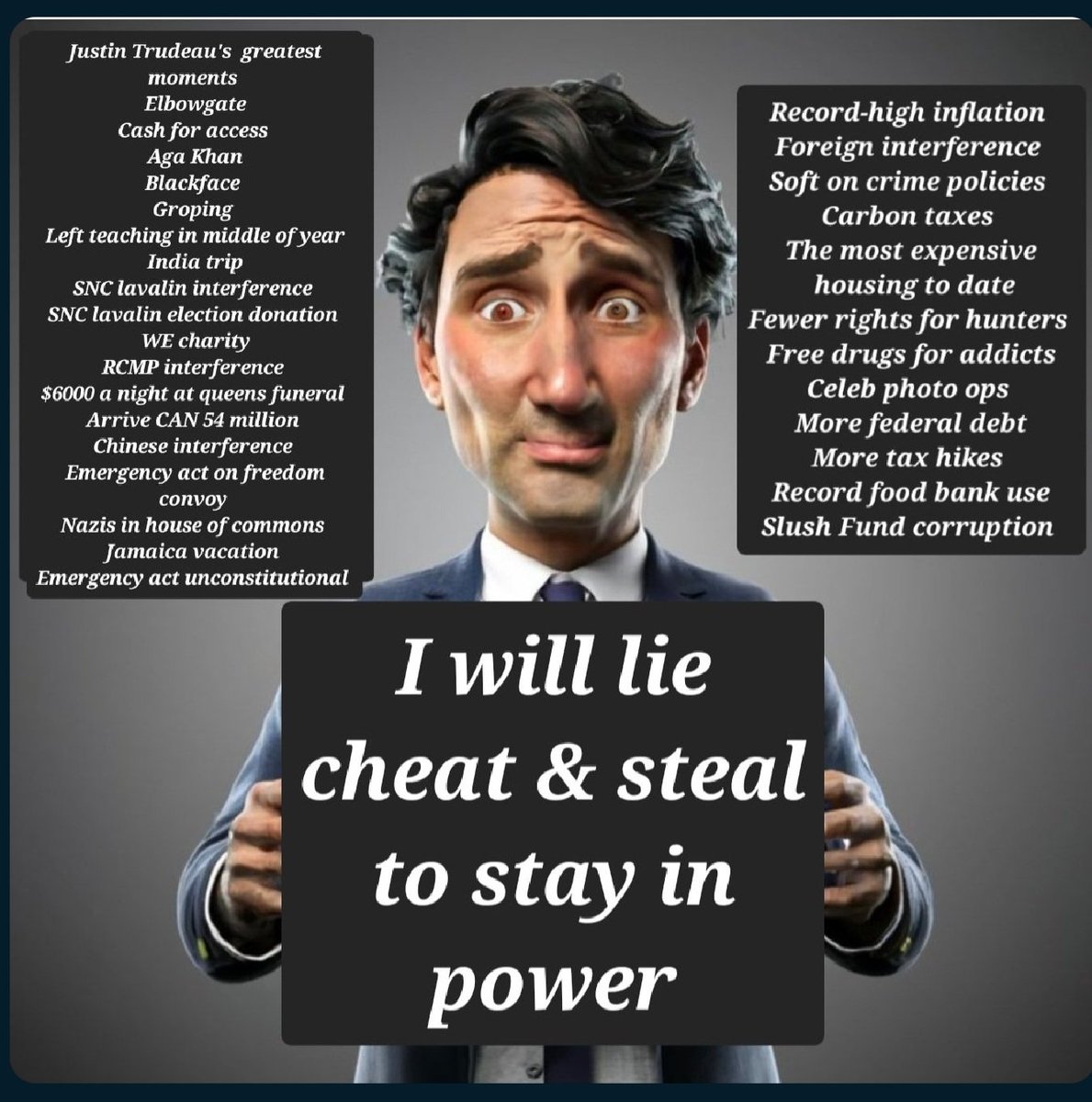 @BillBlair @CWawzonek #CallAnElection 

Canadians DO NOT TRUST LIBERALS. They will lie, cheat and steal to stay in power. Here is a short list of what they have accomplish in the last 9 years. 

Terrible, terrible, terrible what the LIBERALS HAVE DONE TO Canadians.