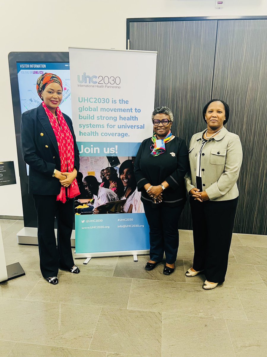 Happy Union Day from Geneva 🇹🇿! Tanzania’s Chief Medical Officer Prof. Tumaini Nagu (r) attending the @UHC2030 . Pleasure meeting the Chair of UHC from Guinea-Bissau 🇬🇼 This global platform connects stakeholders to influence National and international commitments #health
