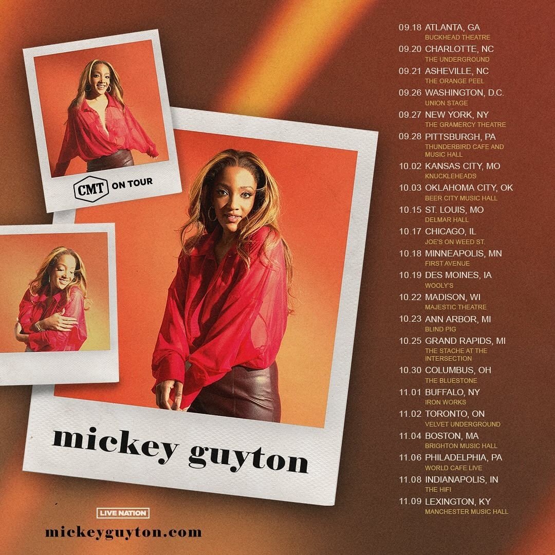 Reposted from @MickeyGuyton I’m so excited to announce that I’m hitting the road this fall with @cmt on my own headlining tour! Tickets on sale next Friday, May 3rd at 10 am local time. Head to mickeyguyton.com/tour 😍