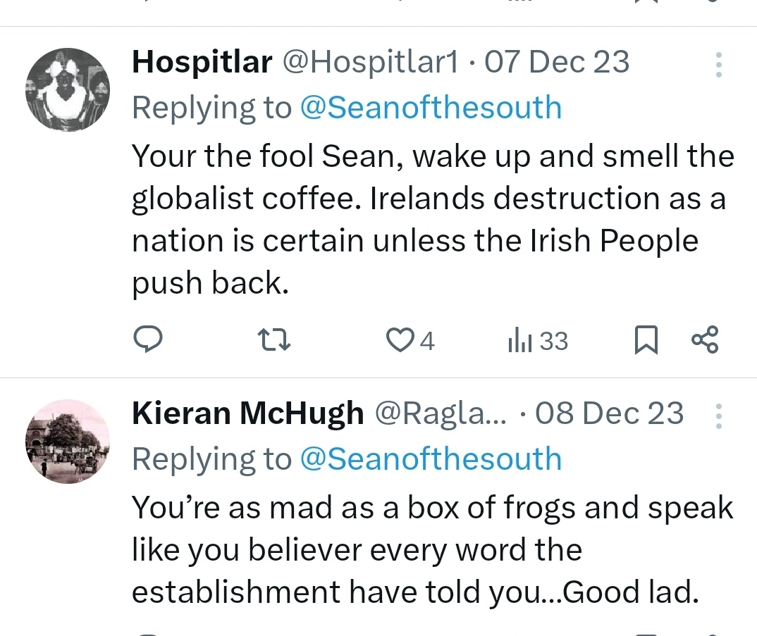 Never heard a peep out these great patriots defending Ireland in my day whilst the north exploded into conflict & mayhem. #NoPasarán