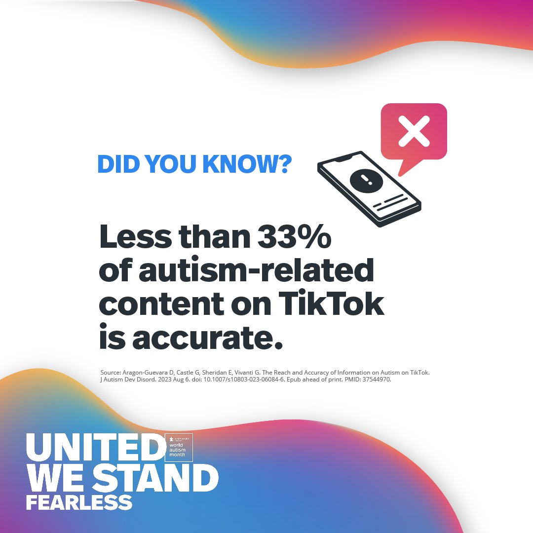 #didyouknow Drexel University found less than 33% of autism-related content on TikTok is accurate. ​Misinformation spreads like wildfire, furthering misunderstanding & perpetuating stereotypes. It negatively impacts the work of our community & access to resources & services