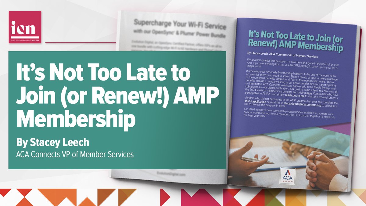 Our ACA Connects #AMP24 vendor partners play a key role in the success of our events – big & small! In this issue of #ICN, @staceyleech discusses the sponsorships still available in 2024. It’s not too late to join or renew your Membership! acaconnects.org/icn/#readicn