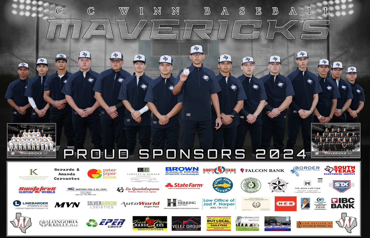 As always, our Winn Mavericks Baseball program would like to thank all sponsors for their endless support as we finish the second rd of district play tonight vs the Medina Valley Panthers‼️Let’s #Winn the big one tonight🤙🏼

#WeAreInThisTogether ⚾️
#PurposePassionPride
@CoachRoiz