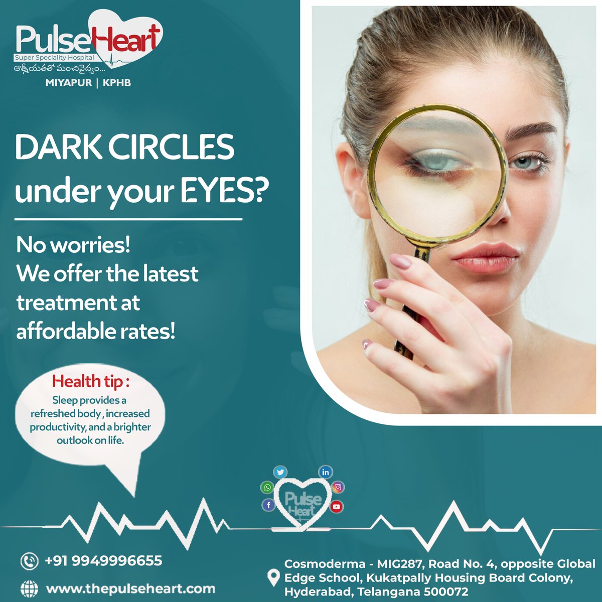 Banish Dark Circles with Our Cutting-Edge Treatments!🌟👀  Tired of #darkcircles under your eyes? No worries! We offer the #latesttreatments to help you look refreshed & rejuvenated, all at affordable rates. Say goodbye to tired eyes and hello to a brighter, youthful appearance!