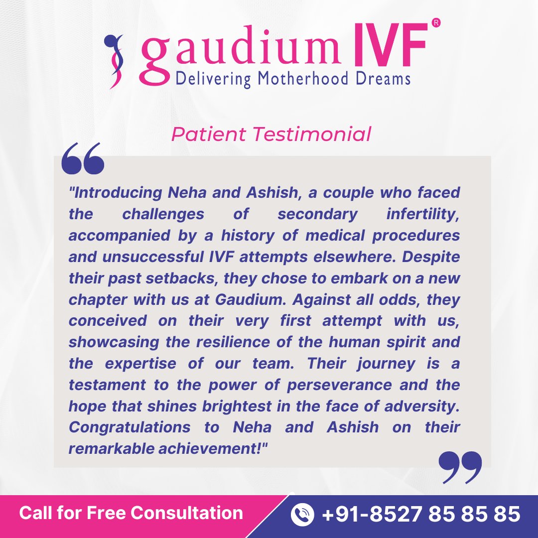 Gratitude fills our hearts as we navigate the transformative path to parenthood with the caring support of Gaudium IVF.

#patienttestimonial #ivfcentre #fertilityjourney #patientfeedback #happypatients #fertilityclinic #thankful #ivftreatment #fertilitytreatment #gaudiumivf
