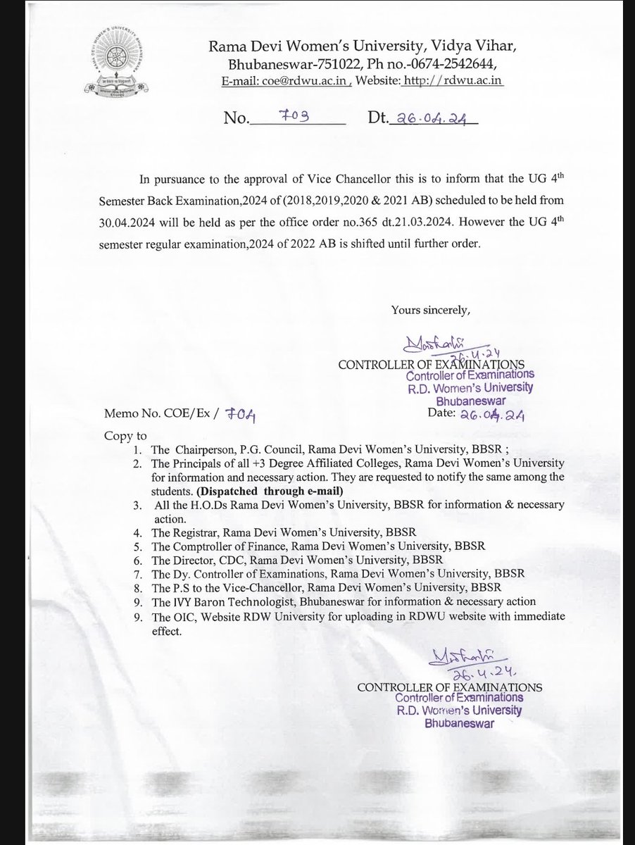 jenaanchal2003's tweet photo. The official notice for the postponement of the ug 4th sem exams has been circulated as promised by @RDWUniversity. We are happy and content that the authorities took note of our issues and concerns.
We thank all who made this possible.
Thank you for your support, sincerely. https://t.co/743vCTO7ep