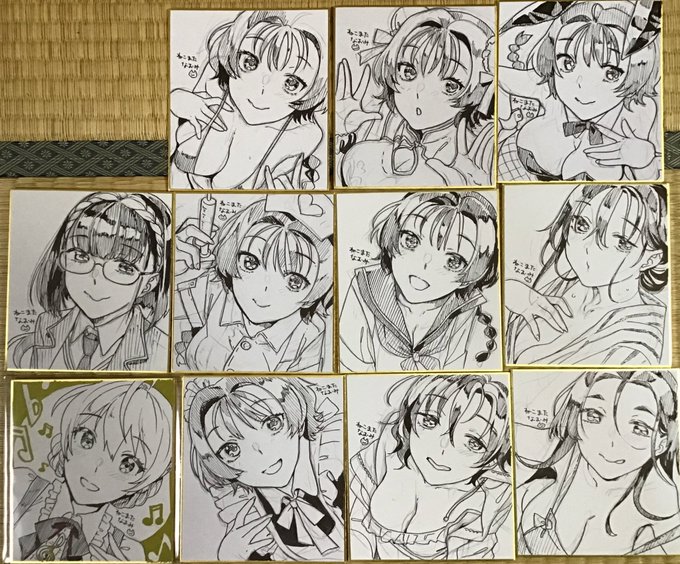 結局10枚ほどミニ色紙描いた
明日少し色つける
あと冬コミでどっかに紛れていたのが1枚出てきたのでこれも 