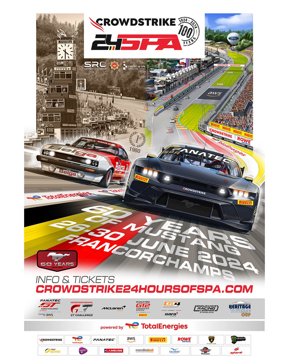 It's Ford to the fore on our latest centenary poster 🐎🇺🇸

🗞️ crowdstrike24hoursofspa.com/news/2760

#Spa24h 💯