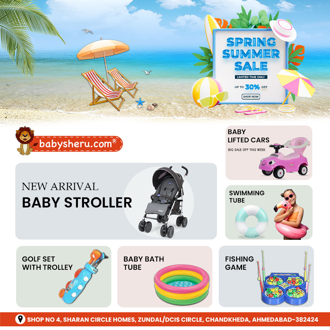 Spring into savings with our Summer Sale! 🌼☀️ Enjoy 30% off on a range of baby essentials including strollers, swimming tubes, bath toys, lifted cars, golf sets, and more. Hurry, this limited-time offer won't last long! 🛍️💕 

#SummerSale #BabySheru #SavingsEvent