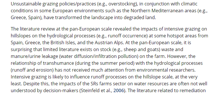 Overgrazing by farmed small ruminants has been a key driver of land degradation (and sometimes the advance of desertification) in other parts of Europe: agupubs.onlinelibrary.wiley.com/doi/10.1029/20…