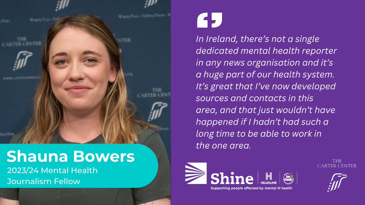 Shine Media Programme (@shinemediaprog) on Twitter photo 'Thereās not a single dedicated mental health reporter in any news organisation, and itās a huge part of our health system'. Our 2023/24 Mental Health Journalism Fellow <a href="/shaunabowerss/">Shauna Bowers</a> speaks about the opportunities opened up by the fellowship programme. #HeadlineCarterFellows 'Thereās not a single dedicated mental health reporter in any news organisation, and itās a huge part of our health system'. Our 2023/24 Mental Health Journalism Fellow <a href="/shaunabowerss/">Shauna Bowers</a> speaks about the opportunities opened up by the fellowship programme. #HeadlineCarterFellows