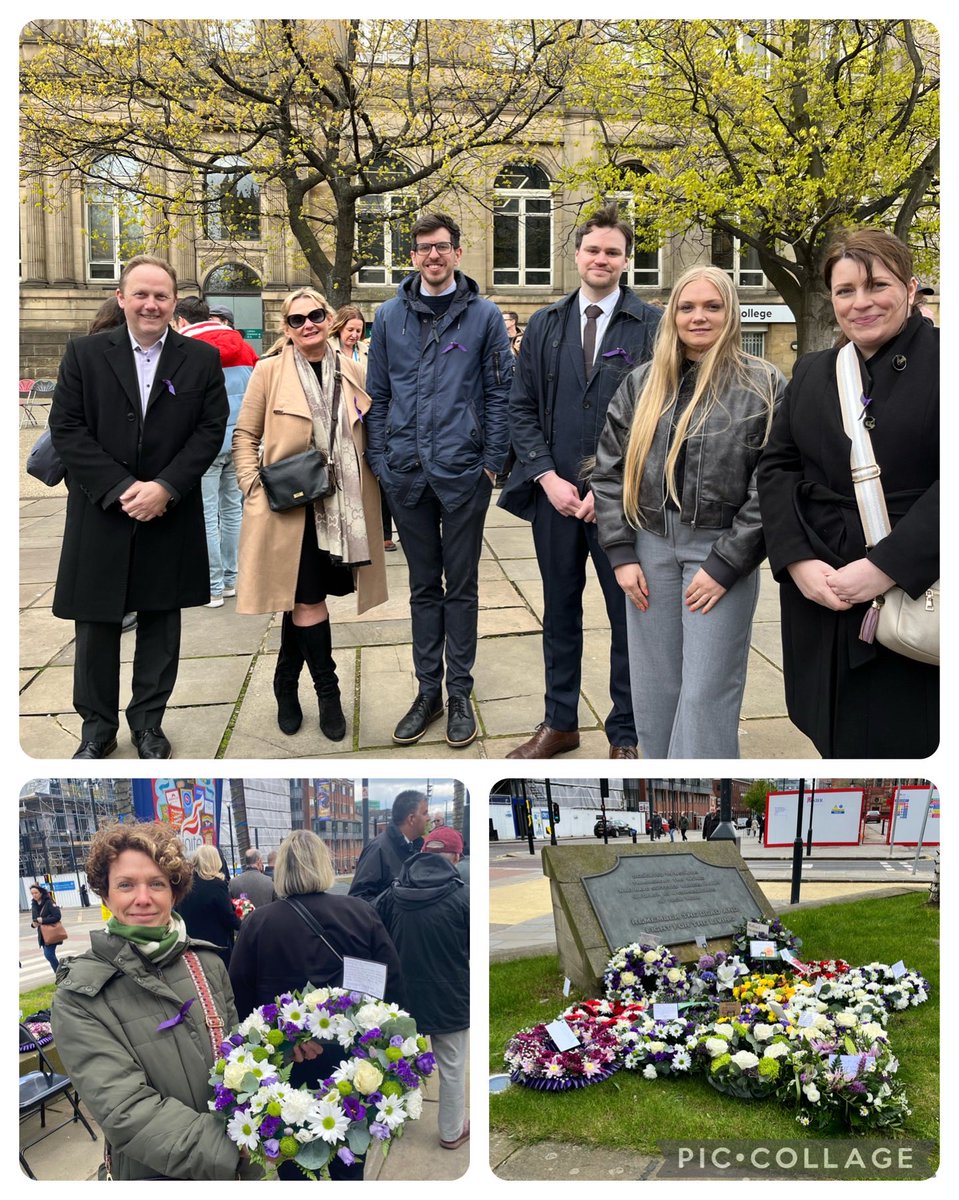 A great turn out at #IWMD in Leeds standing with colleagues from ⁦@ThompsonsLaw⁩ and the trade union movement. Thank you ⁦@JaneAitchison⁩ and ⁦@TUCYorksHumber⁩ for a great event. ⁦We will always remember the dead but fight for the living 💜
