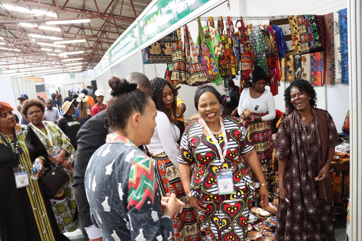 The Hon. Minister Monica Mutsvangwa (Sen), Dep. Minister Hon. Dr. J. N. Mhlanga, the Permanent Secretary Dr. Mavis Sibanda are currently touring the Ministry’s stand at the ongoing #ZITF2024 in #Bulawayo. @ZITF1 @smedcozw @womensbankzim @nickmangwana @Mug2155