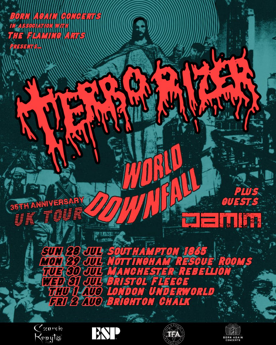 On Sale Now 🤘 US grindcore titans @TerrorizerNews celebrating 35 years of #WORLDDOWNFALL this July, joined by @Damim_UK, at @The1865 @RescueRooms #Rebellion @FleeceBristol @TheUnderworld @ChalkVenue 🎟️ ba-concerts.com 🎥 youtu.be/HMFcsvJlMv8