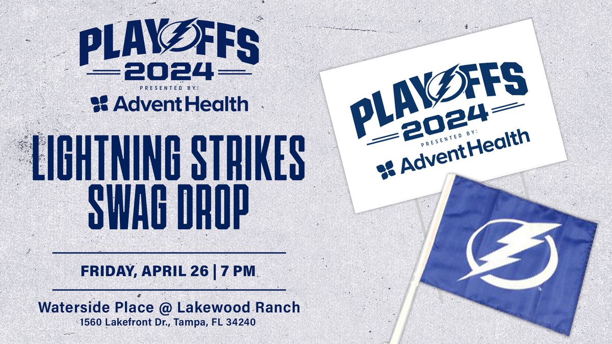 Get your swag on, Lakewood Ranch 🎉

Our crew will be rolling through with yard signs, car flags, and koozies tonight! 

Details & info👉TampaBayLightning.com/2024Playoffs