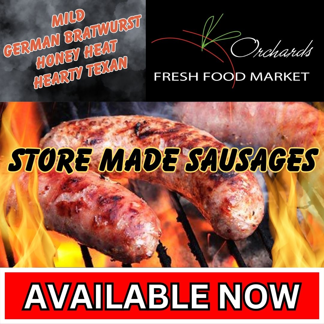 Store Made Sausages are available now in our Butcher Shop Counter! 4 NEW FLAVOURS! #bbqlife #freshlymade #butchershop #butcherlife #onlyatorchards #wherefreshcomesfrom