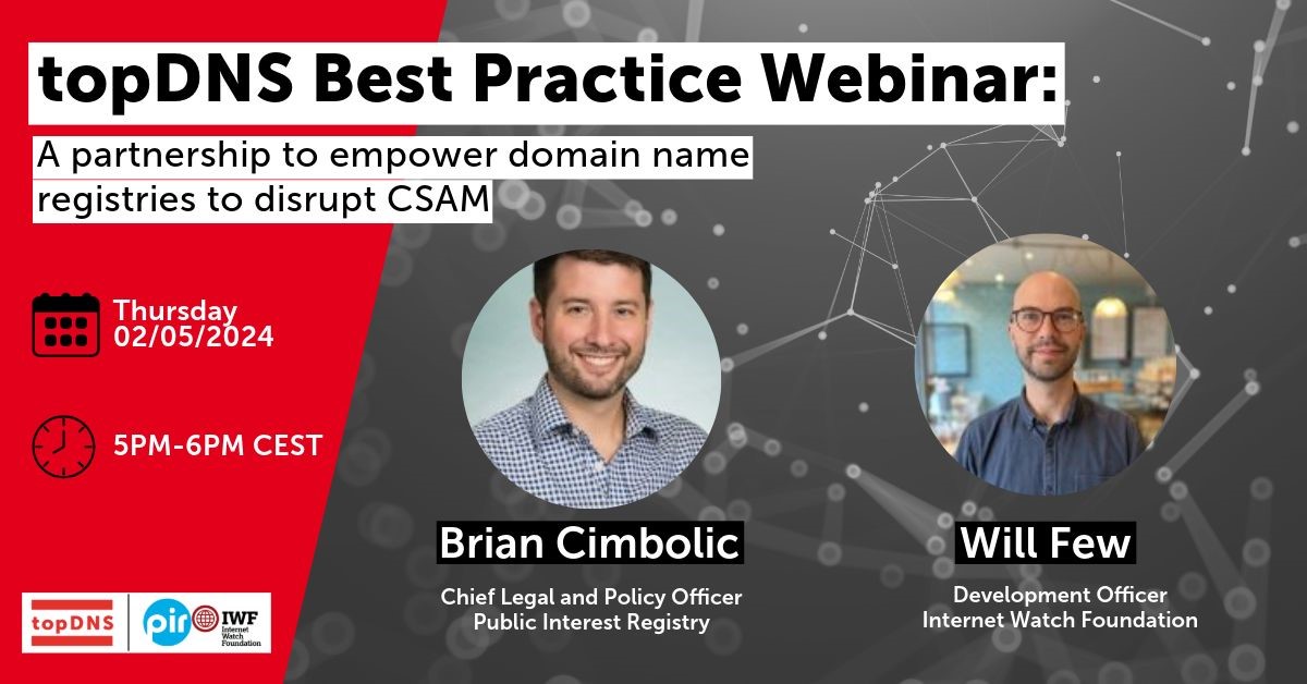 The IWF & @PIRegistry announced earlier this year a partnership that will empower all domain name registries to disrupt sites dedicated to the commercial distribution of online child sexual abuse material. Our Development Officer Will will discuss this new partnership with Brian…