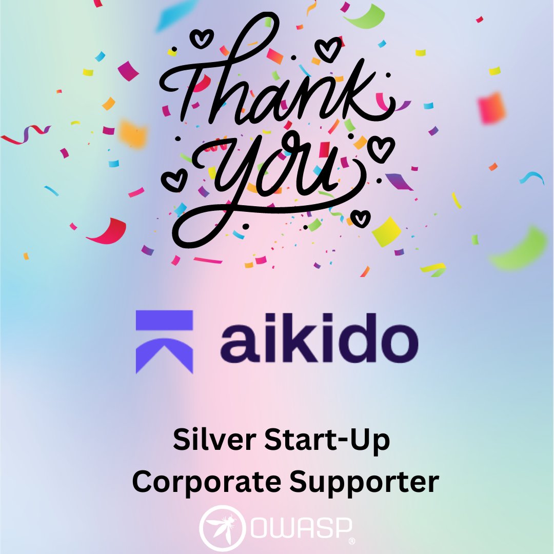 Thank you, @aikido, for supporting #OWASP as a Silver Start-Up Corporate Supporter. We are looking forward to working with you and your team! owasp.org/supporters/list