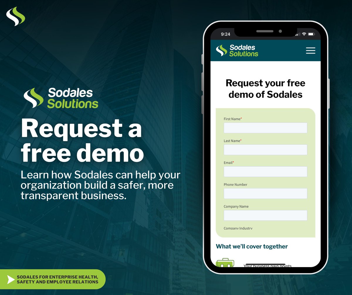 Sodales provides your organization with all the features needed for safety, efficiency and transparency. 

Request a free industry-specific demo here: ecs.page.link/72SBP 

#RegulatedIndustries #LaborRelations #EmployeeRelations #InnovationInTech #BookDemo #HealthandSafety