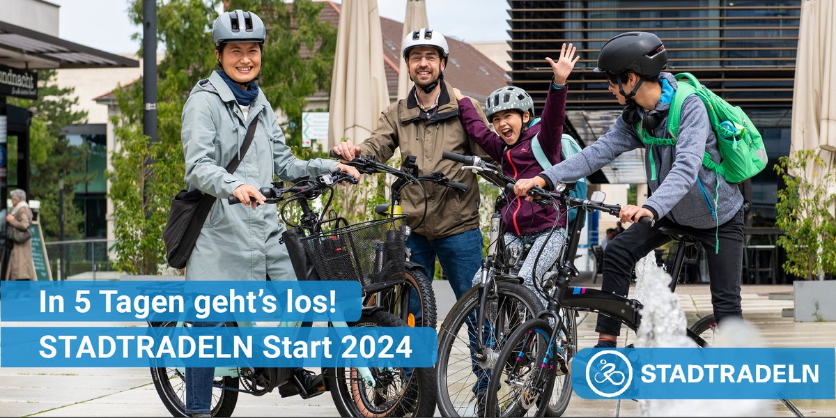 STADTRADELN (@stadtradeln) on Twitter photo In fünf Tagen starten wir ins #STADTRADELN 2024!
Ihr seid noch nicht angemeldet? Dann schnell auf stadtradeln.de surfen und los geht’s!
Ab dem 1.Mai wird dann wieder in die Pedale getreten für mehr #Radförderung, #Klimaschutz und #Lebensqualität!
Wir freuen uns auf euch! In fünf Tagen starten wir ins #STADTRADELN 2024!
Ihr seid noch nicht angemeldet? Dann schnell auf stadtradeln.de surfen und los geht’s!
Ab dem 1.Mai wird dann wieder in die Pedale getreten für mehr #Radförderung, #Klimaschutz und #Lebensqualität!
Wir freuen uns auf euch!