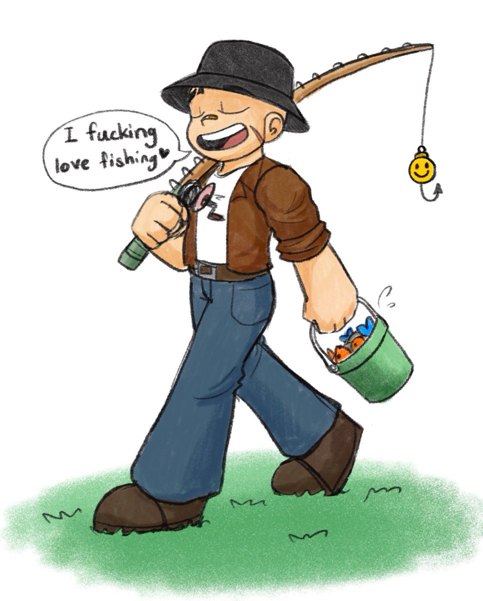 He loves fishing 🎣 

I’ve been having a blast watching Fit play StardewValley lately!

#fitmcfanart