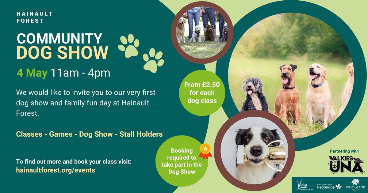 Come along to a Community Dog Show at Hainault Forest on Saturday 4 May🐶 Throughout the day there will be various dog competitions & games for you & your furry friends to get involved with including ask the trainer & best treat catcher. Find out more➡️ orlo.uk/KJo5O