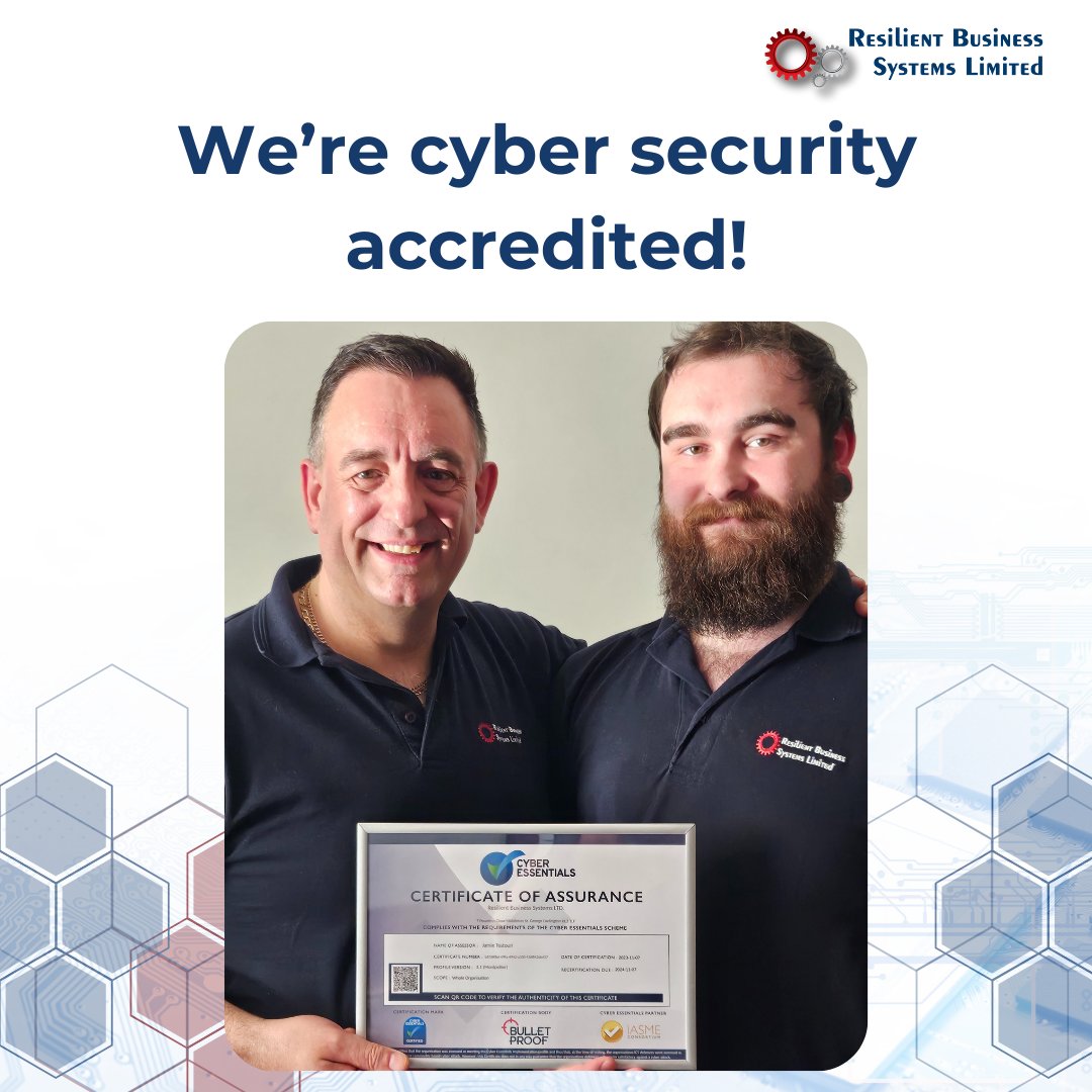 After being Cyber Security Accredited, we can help you safeguard your company from cyber-attacks and guide you towards being Cyber Security Accredited too! 🔗resilientsystems.co.uk/it-services/cy… #technews #technology #itcompany #darlington #itsupport #teesside #datasecurity #cybersecurity