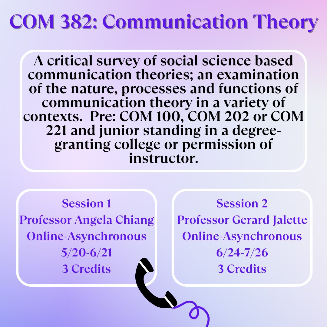 Explore communication theories to understand interpersonal relationships in COM382 this summer! Offered in sessions 1 and 2! #summersessions @uriharringtonschool