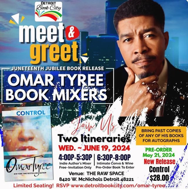 The #DETROIT #MICHIGAN area is on #BOOKTOUR for #JUNETEENTH Also also #THEBRONX #HARLEM #NEWARK #NEWJERSEY #PHILLY #BALTIMORE #DC #NEWPORTNEWS #VIRGINIA #RICHMOND #RALEIGH #CHARLOTTE #ATLANTA #JACKSONVILLE & #MIAMI #CONTROLbook by #OmarTyree is #COMING with #FULL #TOUR #SCHEDULE